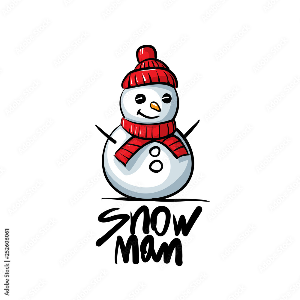 Snowman logo. Vector illustration on white background