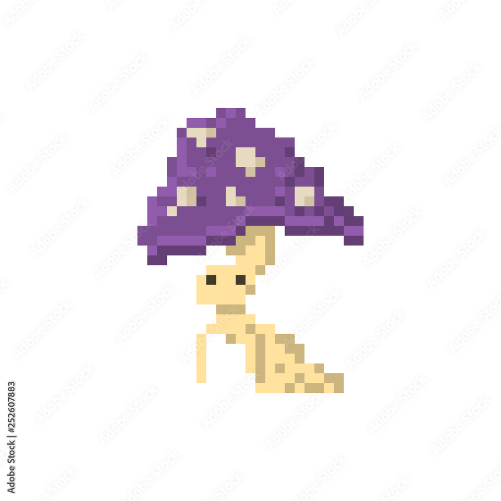 Fototapeta premium Pixel mushroom character for games and websites