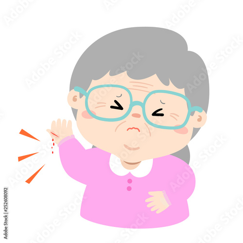 Grandmother with wounds from accident vector.