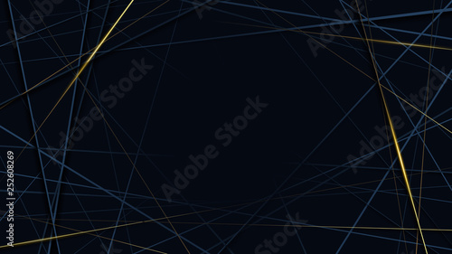 Abstract luxury gold lines and dark blue background
