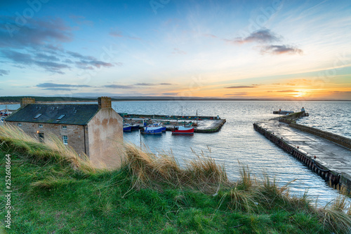 Sunset at Burghead in Scotland photo