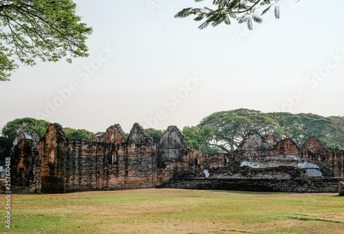 Remains of the ruins of the architecture of the palace of King Narai is ancient and is a popular tourist attraction. Lopburi Province, Thailand