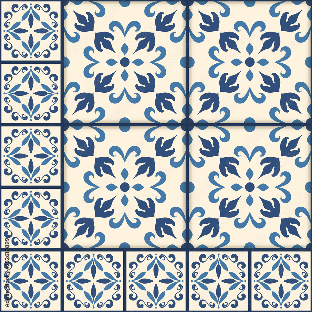 Ceramic tiles with floral pattern in Lisbon style