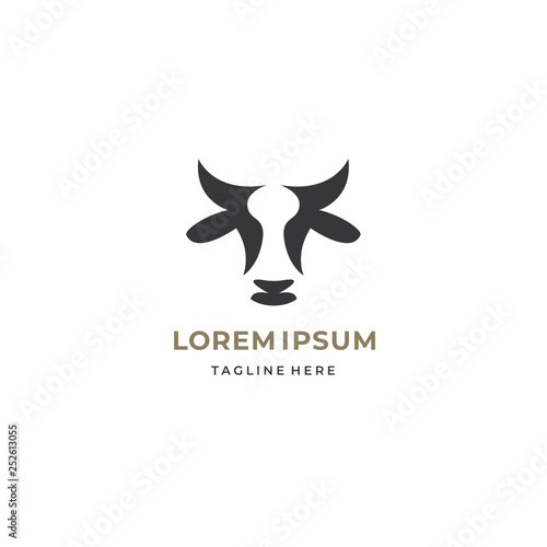 Abstract cow or bull logo design. Creative steak, meat or milk icon symbol.