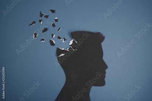 Obraz na plátně Brain disorder symbol presented by human head made form paper