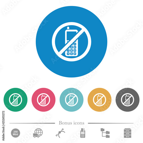 Cellphone not allowed flat round icons