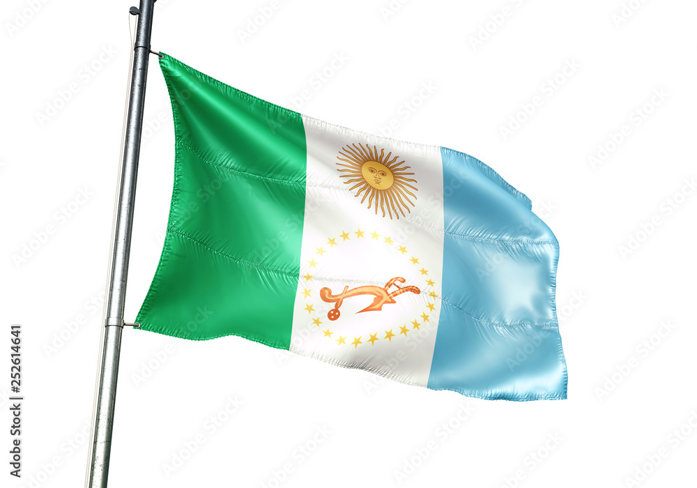 Chaco province of Argentina flag waving isolated 3D illustration