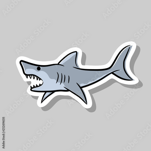 Fish shark predator. Vector Doodle Sticker