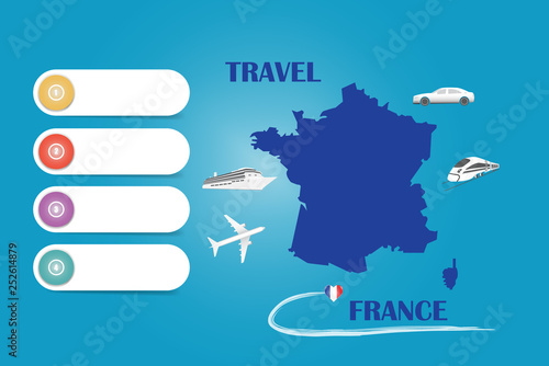 Travel France template vector on the blue background