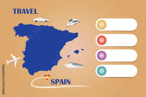 Travel Spain template vector on the orange background