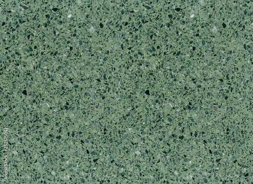 Green mottled terrazzo floor tile surface texture background.