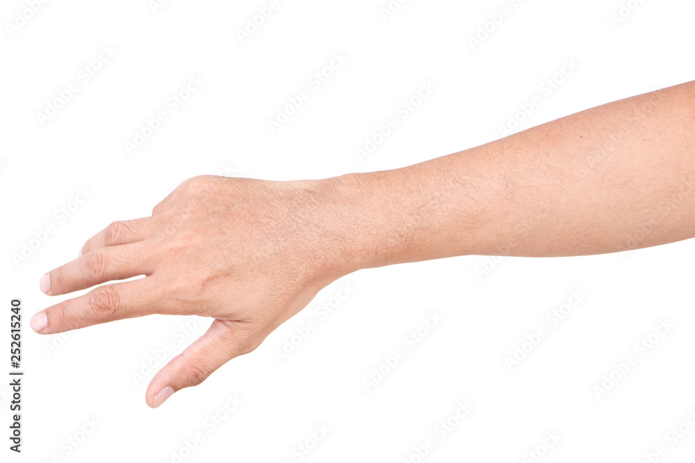 Male Caucasian hand gestures isolated over the white background. Male Caucasian hand gestures isolated over the white background.