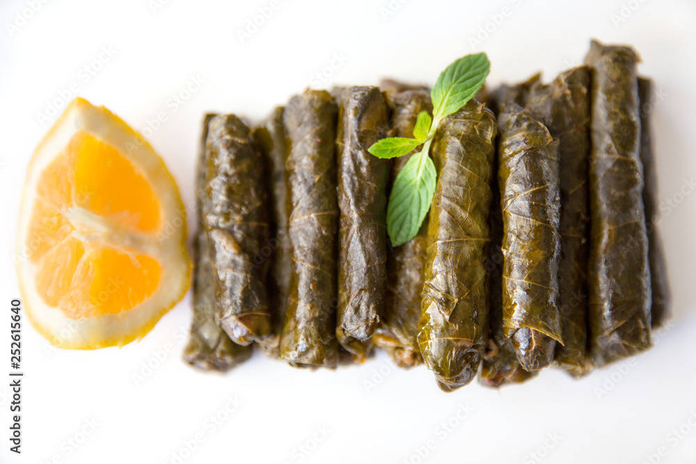 Yaprak sarma, Turkish traditional food, stuffed vine leaves with rice