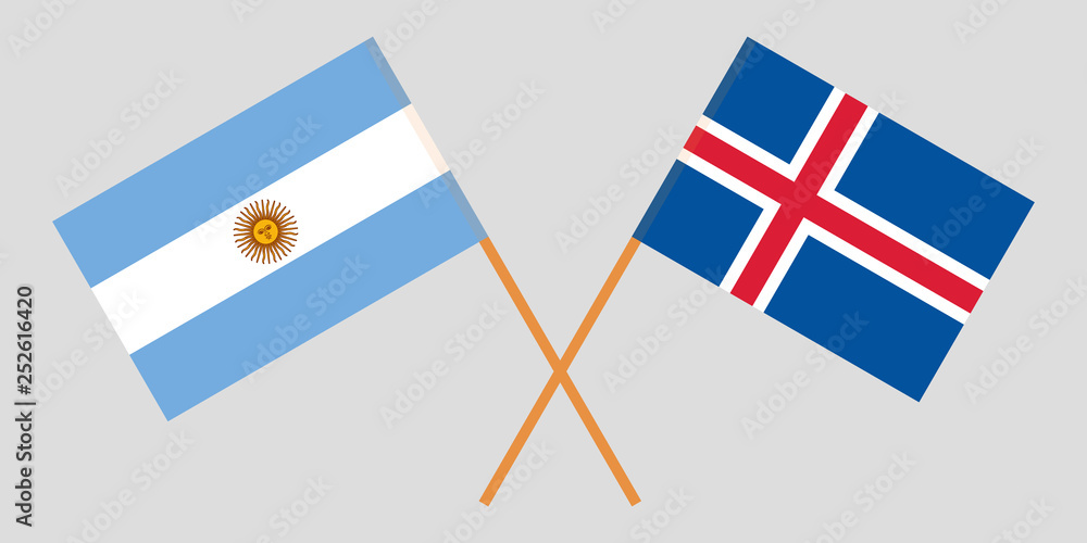 Argentina and Iceland. The Argentinean and Icelandic flags. Official colors. Correct proportion. Vector