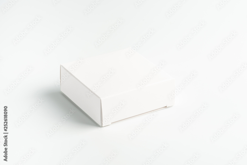 white rectangular cardboard box on a white background, moke up