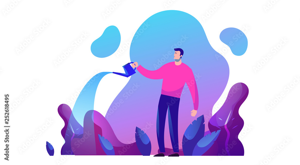 Vector business concept illustration of man and tree idea