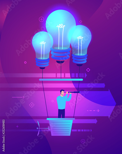 Vector business concept illustration of Businessman holding the right course.