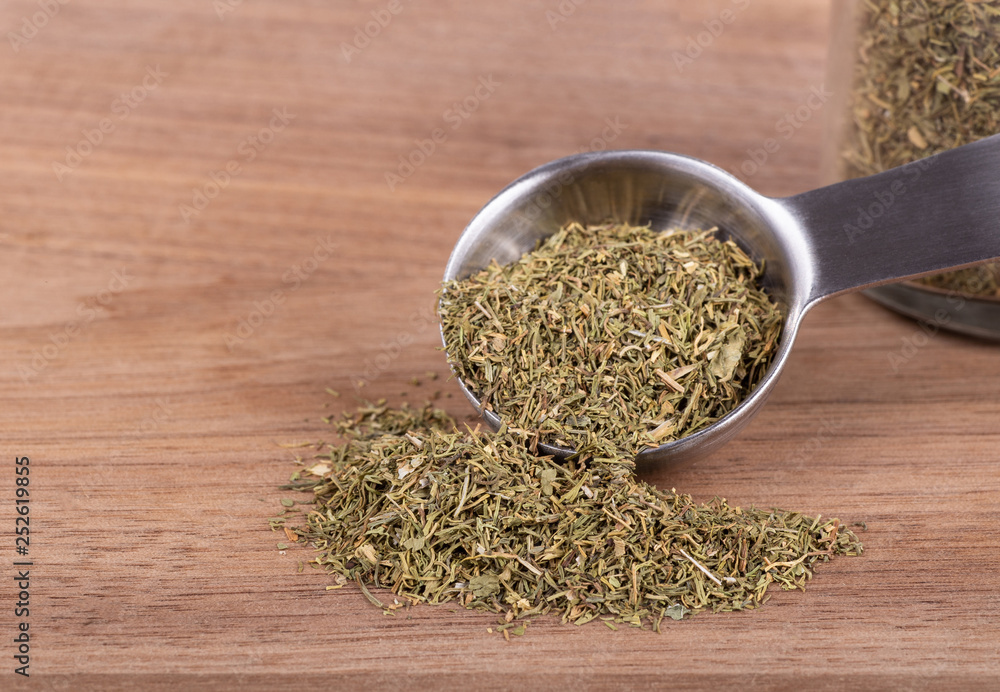Closeup of a Measuring Spoonful of Chopped Dill Weed Closeup of a Measuring Spoonful of Chopped Dill Weed