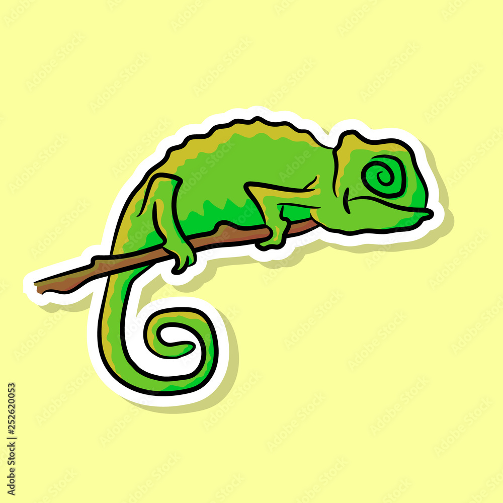 Obraz premium chameleon sticker vector drawing