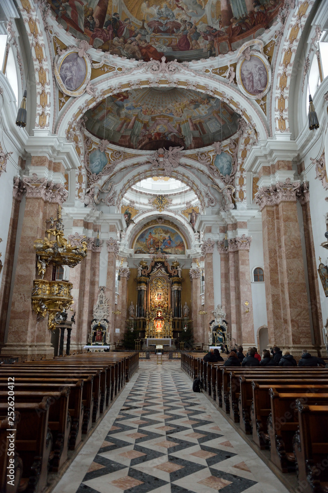 INNSBRUCK, AUSTRIA Innsbruck Cathedral or Cathedral of St. James is a baroque cathedral of the Roman Catholic Diocese of Innsbruck in Innsbruck, Austria