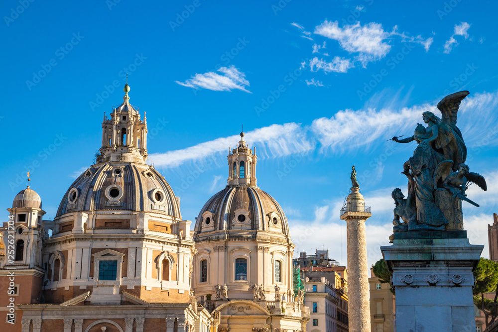 Fototapeta premium Trajan Column, Catholic churches,, Piazza Venezia, Rome, Italy.