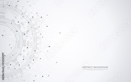 Global network connection. Abstract geometric background with connecting dots and lines. Digital technology and communication concept.