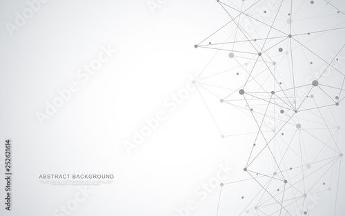 Global network connection. Abstract geometric background with connecting dots and lines. Digital technology and communication concept.