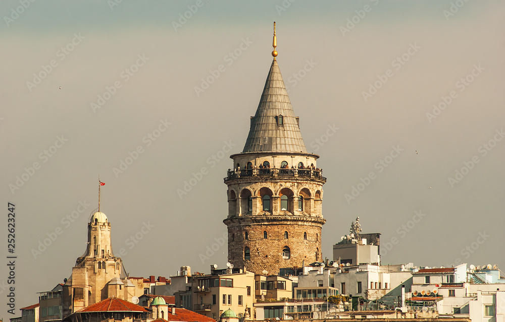 Galata Tower İstanbul cityscape in Turkey, Touristic famous architecture place in Karakoy or beyoglu district in İstanbul