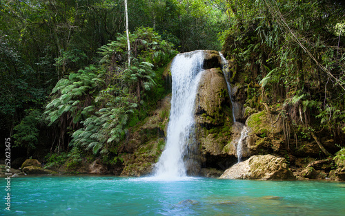 A little waterfall in the centre of tropics of Samana, Dominican Republic.