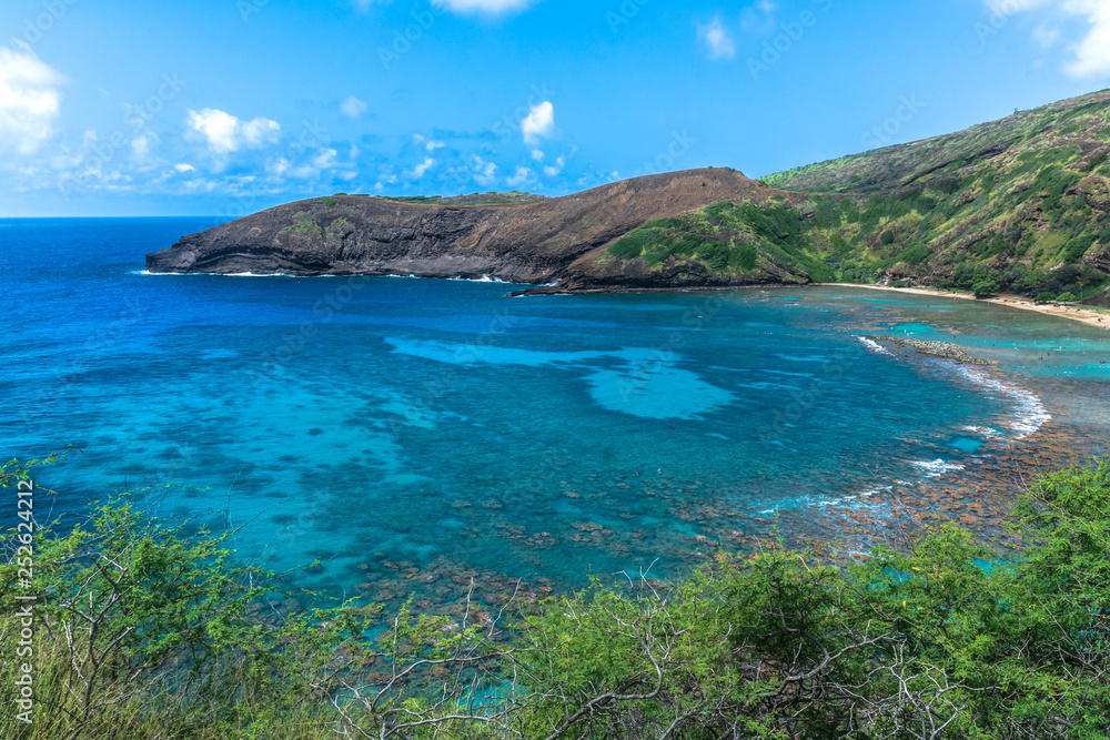 View of Hanauma Bay from above, Oahu, Hawaii