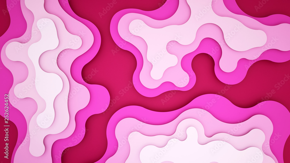 Pink level tone for artwork background or backdrop- Wavy Pink tone paper cut style and craft style- Artwork Pink wave and empty space for add message - 3D Illustration Pink level tone for artwork background or backdrop- Wavy Pink tone paper cut style and craft style- Artwork Pink wave and empty space for add message - 3D Illustration
