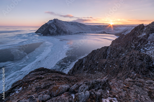 Winter evening on Lake Baikal