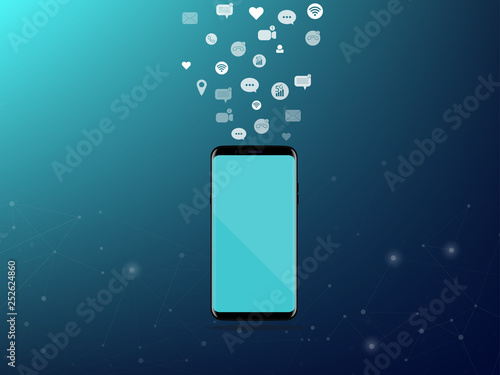 Smartphone Technology Digital Network Concept  Dark Blue Background Vector