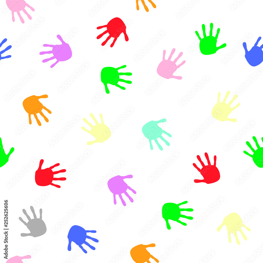 Fototapeta premium Colorful hands seamless pattern. Vector illustration