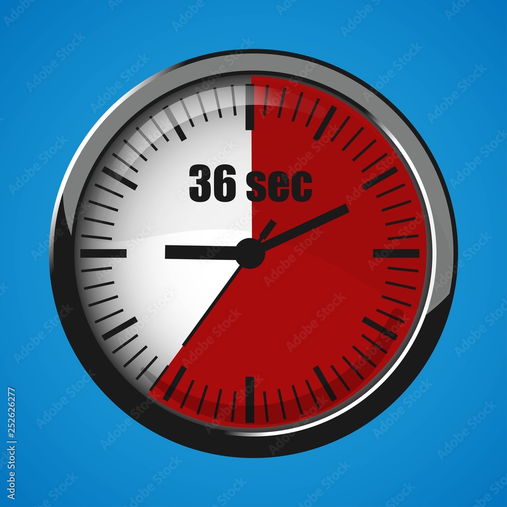 Seventeen Seconds Clock on blue background. Clock 3d icon. Seventeen Seconds Clock on blue background. Clock 3d icon.