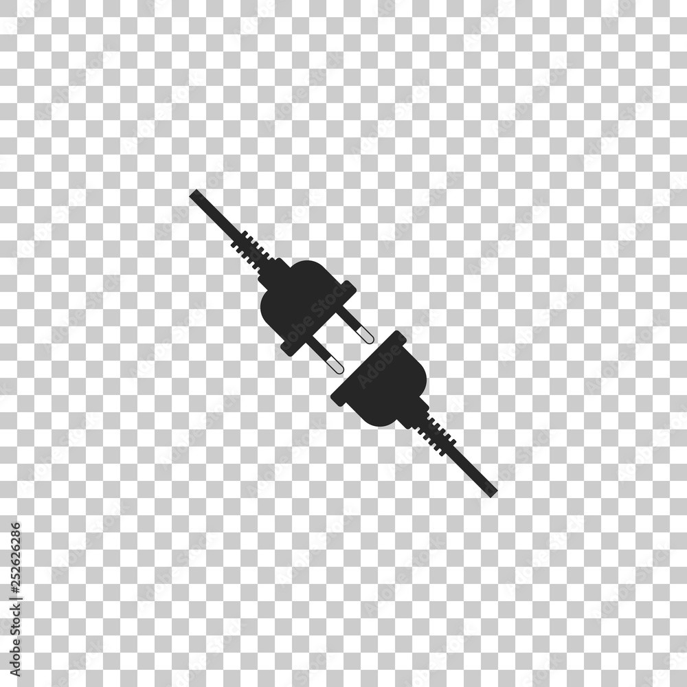 Electric wire plug and socket icon isolated on transparent background. Flat design. Vector Illustration Electric wire plug and socket icon isolated on transparent background. Flat design. Vector Illustration