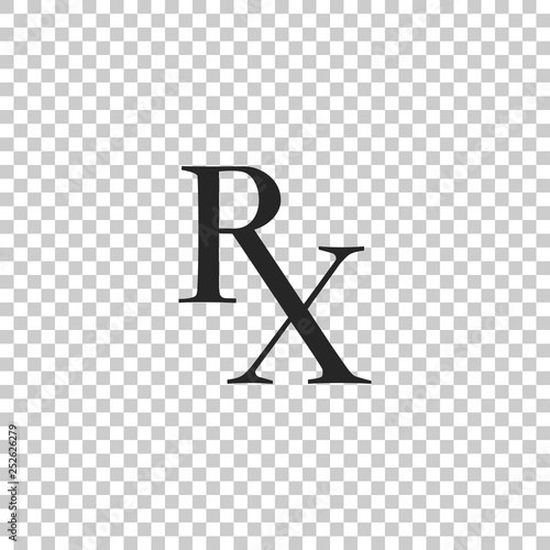 Medicine symbol Rx prescription icon isolated on transparent background. Flat design. Vector Illustration