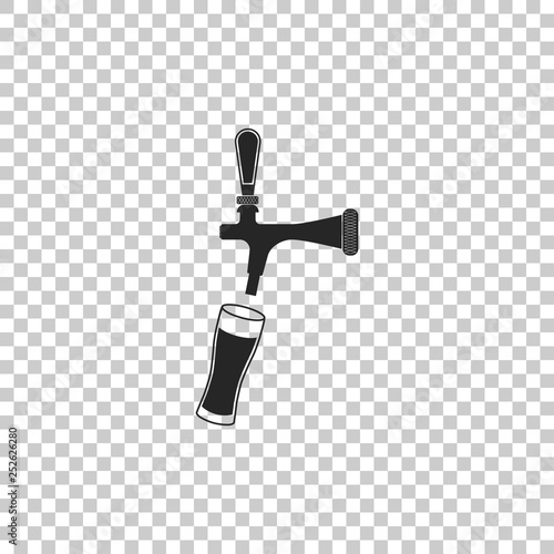 Beer tap with glass icon isolated on transparent background. Flat design. Vector Illustration