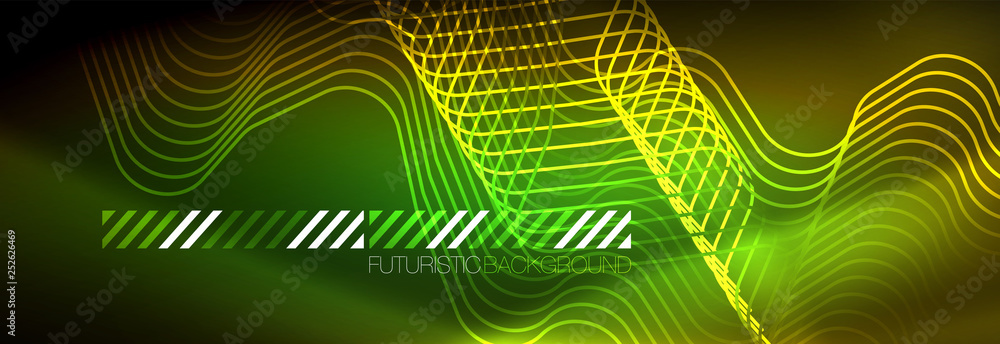 Shiny neon lights background, techno design, modern wallpaper for your project