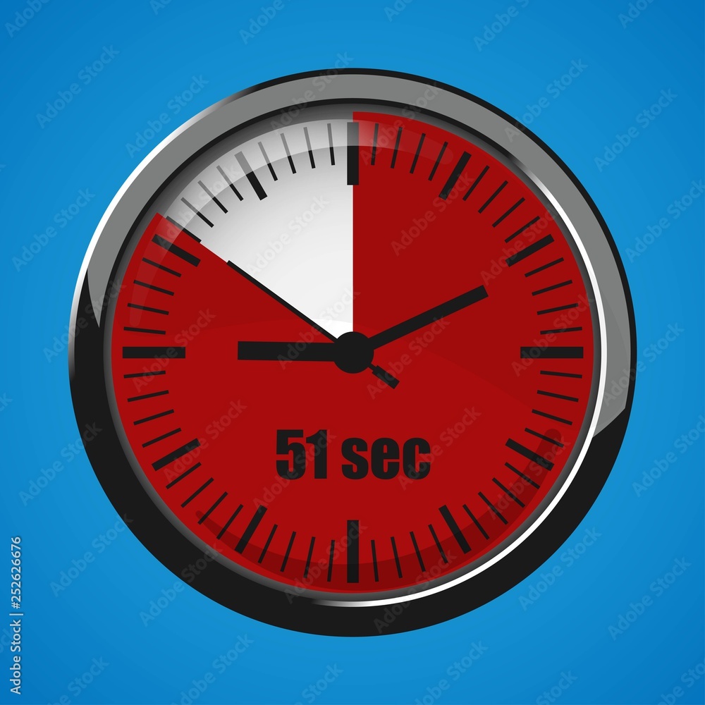 Seventeen Seconds Clock on blue background. Clock 3d icon. Seventeen Seconds Clock on blue background. Clock 3d icon.