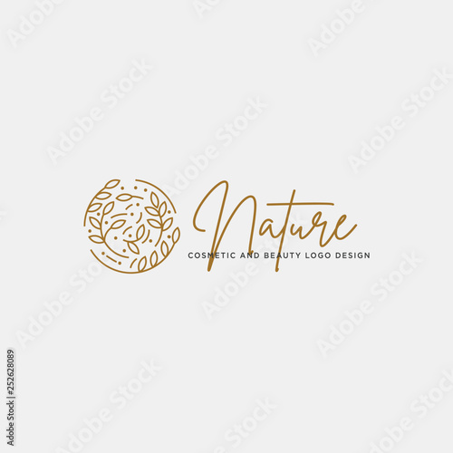 beauty cosmetic line art logo template vector illustration icon element