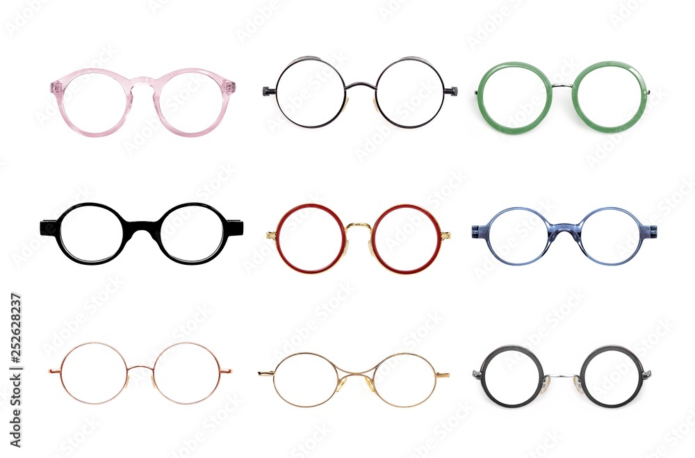 Set of glasses isolated on white background for applying on a portrait Set of glasses isolated on white background for applying on a portrait