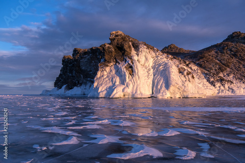 The icy rock on the shore of Lake Baikal © tilpich