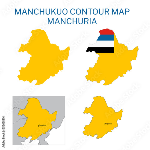 historical map of Manchukuo on the territory of modern China State of Manchuria during world war II vector illustration photo