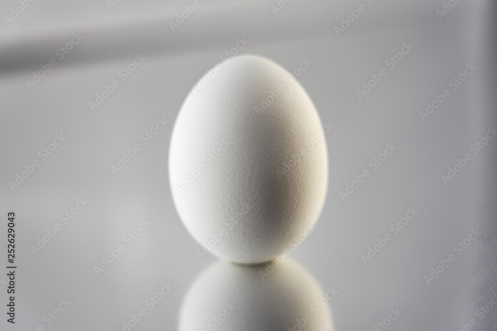 White egg with silver reflective background. Easter concept. Copy space. White egg with silver reflective background. Easter concept. Copy space.