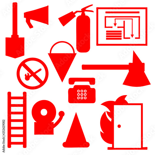 Set Icons of fire safety