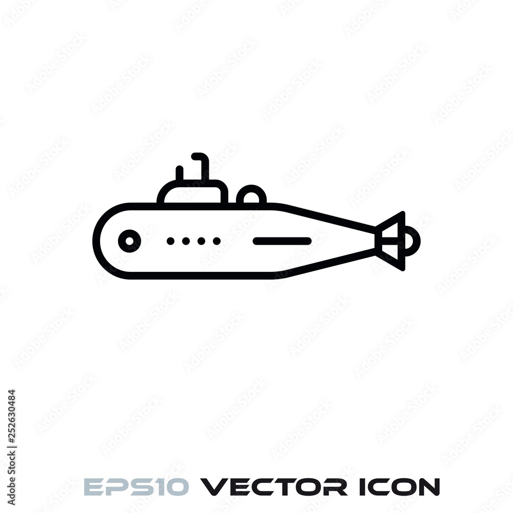 Submarine vector line icon