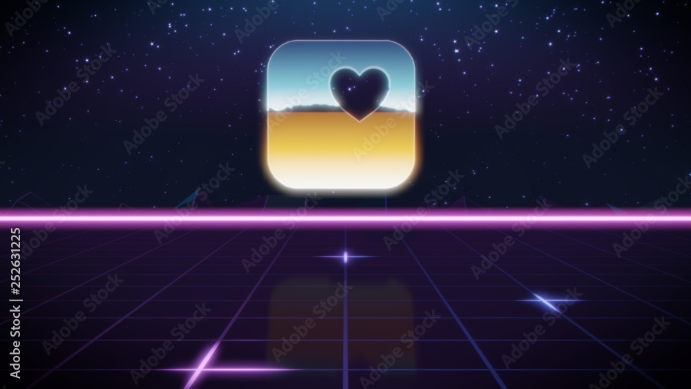 synthwave retro design icon of app health synthwave retro design icon of app health