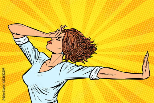 woman gesture no stop