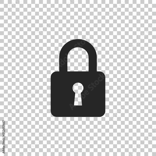 Lock icon isolated on transparent background. Flat design. Vector Illustration